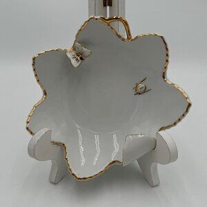 Gold Gilt ANDREA Lotus Flower Trinket, Candy, Nut Dish. Butterfly, Scarab Beetle